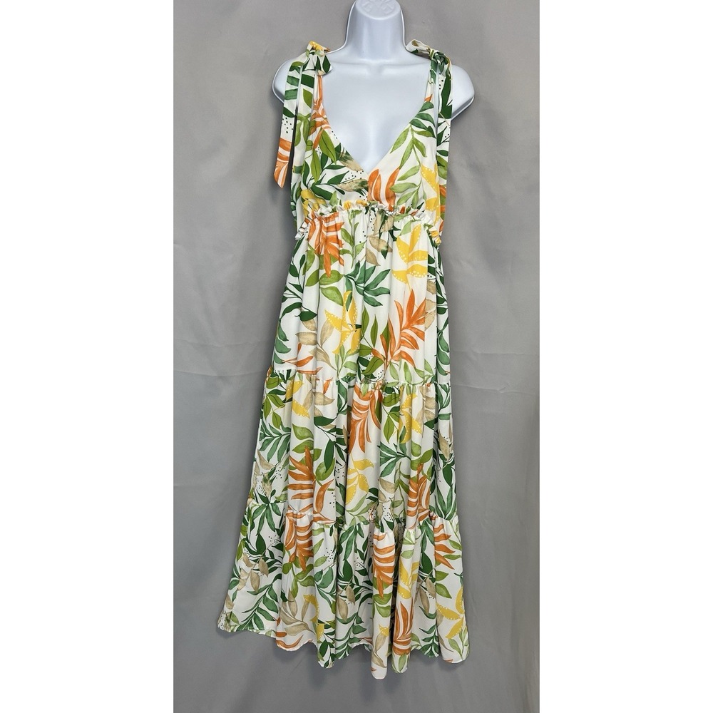 Heyson Women's Caribbean Maxi Dress Sz Large Tie Shoulders Boho
